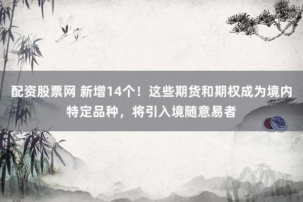 配资股票网 新增14个！这些期货和期权成为境内特定品种，将引入境随意易者