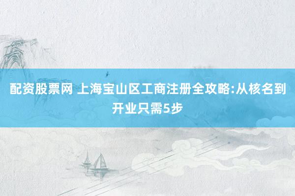 配资股票网 上海宝山区工商注册全攻略:从核名到开业只需5步
