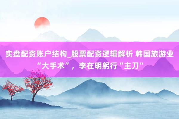 实盘配资账户结构_股票配资逻辑解析 韩国旅游业“大手术”，李在明躬行“主刀”
