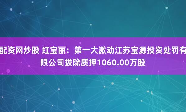 配资网炒股 红宝丽：第一大激动江苏宝源投资处罚有限公司拔除质押1060.00万股